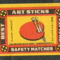 India ART STICKS Safety Match Box Label # MBL163
