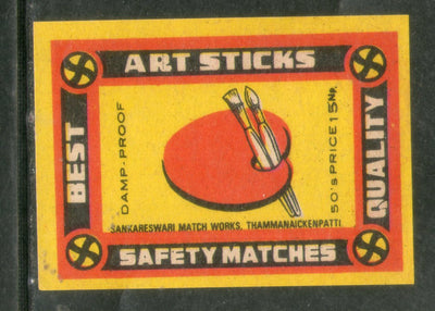 India ART STICKS Safety Match Box Label # MBL163