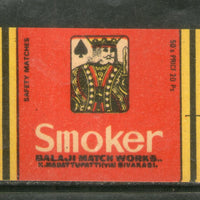 India SMOKER Safety Match Box Label # MBL168