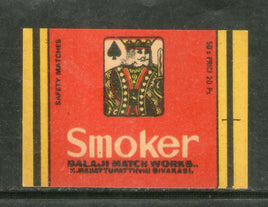 Étiquette de boîte d'allumettes de sécurité India SMOKER n° MBL168