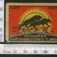 India 1950's Leo Brand Match Box Label Wildlife Animal Lion # MBL187 - Phil India Stamps