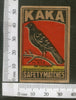 India 1950's Bird Crow Brand Match Box Label Animal # MBL194 - Phil India Stamps
