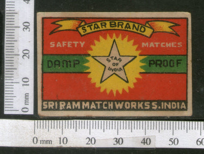 India 1950's Star Brand Match Box Label # MBL196 - Phil India Stamps