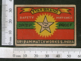 India 1950's Star Brand Match Box Label # MBL196 - Phil India Stamps
