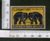 India 1950's Elephant Fight Brand Match Box Label Wildlife Animal # MBL197 - Phil India Stamps