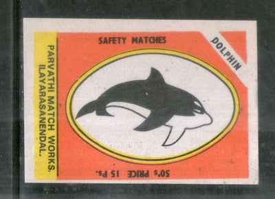 India DOLPHIN Fish Safety Match Box Label # MBL20