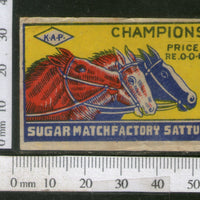 India 1950's Three Horse Campions Brand Match Box Label Wildlife Animal # MBL213 - Phil India Stamps