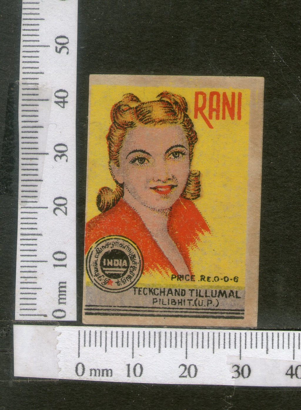 India 1950's Women Lady Rani Brand Match Box Label # MBL220 - Phil India Stamps