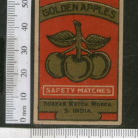 India 1950's Golden Apples Fruit Brand Match Box Label # MBL221 - Phil India Stamps