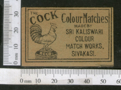 India 1950's Cock Bird Brand Match Box Label Animal # MBL226 - Phil India Stamps