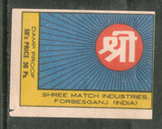 India SHREE Safety Match Box Label # MBL236