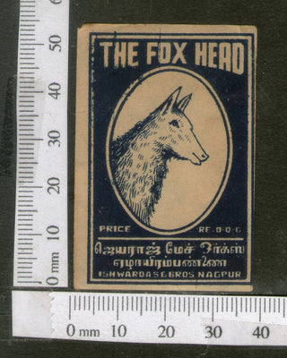 India 1950's The Fox Head Brand Match Box Label Wildlife Animal # MBL255 - Phil India Stamps