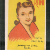 India RANI Queen Safety Match Box Label # MBL269