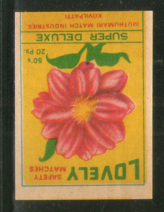 India Lovely Flowers Safety Match Box Label # MBL273
