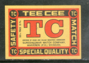 India TEE CEE Safety Match Box Label # MBL278