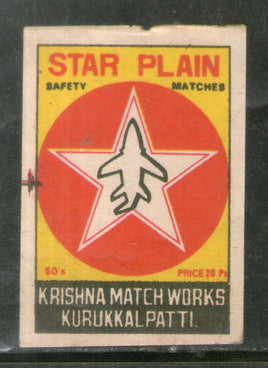 Étiquette de boîte d'allumettes de sécurité India STAR PLAIN n° MBL281