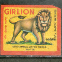 India GIR LION Animal Safety Match Box Label # MBL283