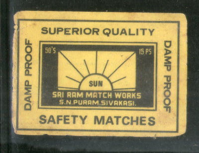 India SUN Safety Match Box Label # MBL286