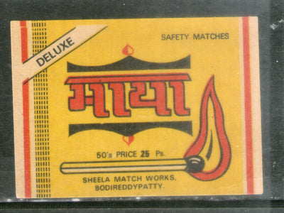 India MAYA Safety Match Box Label # MBL289