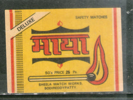 Étiquette de boîte d'allumettes de sécurité MAYA India n° MBL289