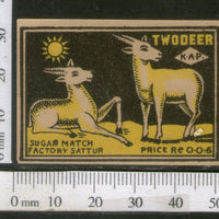 India 1950's Two Deer Brand Match Box Label Wildlife Animal # MBL02 - Phil India Stamps