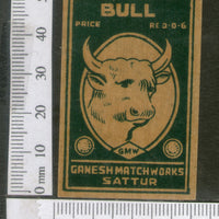 India 1950's Bull Brand Match Box Label Wildlife Animal # MBL038 - Phil India Stamps