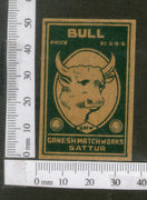 India 1950's Bull Brand Match Box Label Wildlife Animal # MBL038 - Phil India Stamps