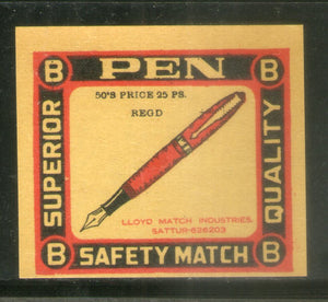 India PEN Safety Match Box Label # MBL03