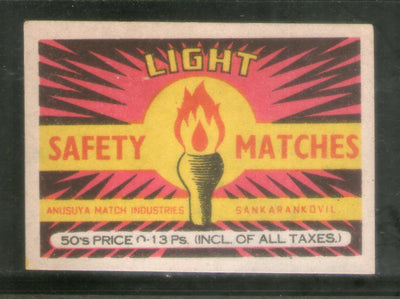 India LIGHT Safety Match Box Label # MBL51