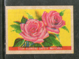India Star Roses Flowers Safety Match Box Label # MBL052