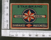 India 1950's Star Brand Match Box Label # MBL057 - Phil India Stamps
