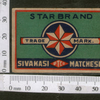 India 1950's Star Brand Match Box Label # MBL057 - Phil India Stamps