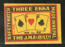 Étiquette de boîte d'allumettes de sécurité Three Ekka India n° MBL61