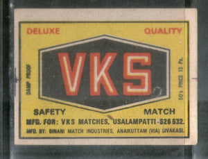 India V K S Safety Match Box Label # MBL65