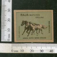 India Two Horses Animals Safety Match Box Label # MBL073 - Phil India Stamps