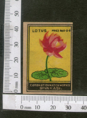 India 1950's Lotus Flower Flora Brand Match Box Label # MBL088 - Phil India Stamps