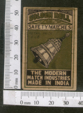India 1950's Golden Bell Brand Match Box Label # MBL093 - Phil India Stamps