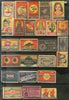 India 1950's 25 Different Match Box Labels Elephant Bird Lion Flower Ship Animal - Phil India Stamps