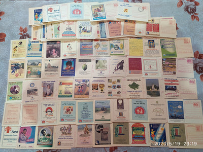 India 100 diff Meghdoot Post Cards on Gandhi Aids Malaria Cancer Health Banking Aids All Mint
