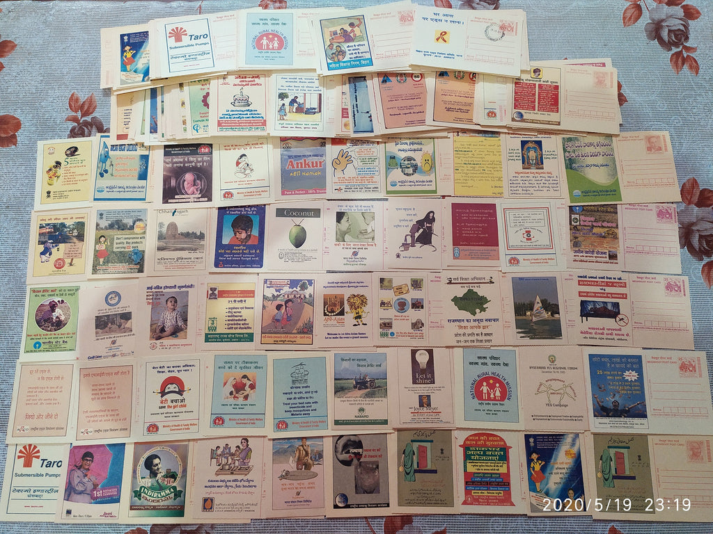 India 125 diff Meghdoot Post Cards on Gandhi Aids Malaria Cancer Health Banking Aids All Mint