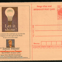 India 2003 Let it shine! Meet Joyce Meyer Bulb Electricity Meghdoot Post Card Postal Stationary # 30 - Phil India Stamps