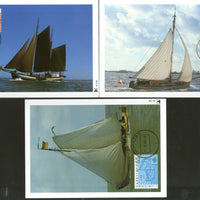 Netherlands 1989 Ships Fishing Boat Yacht Transport Sc B644-6 Set of 3 Max Cards # 22 - Phil India Stamps