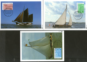 Netherlands 1989 Ships Fishing Boat Yacht Transport Sc B644-6 Set of 3 Max Cards # 22 - Phil India Stamps