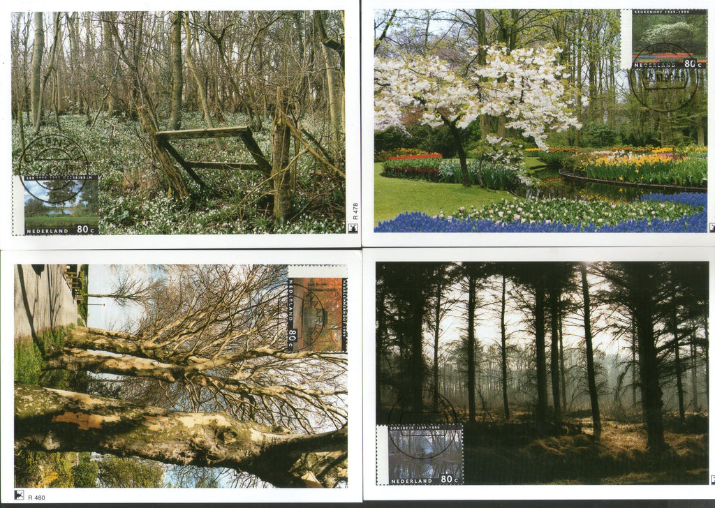 Netherlands 1999 Views During in Four Seasons Sc 1024a-d Set of 4 Max Cards # 34 - Phil India Stamps