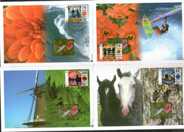 Netherlands 1996 Vacations Horse Flowers Windmills Beach Set of 4 Max Cards # 48 - Phil India Stamps