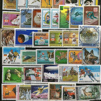 Mongolia 44 Different Used Stamps on Olympic Painting Birds Animals Dog Cats Flowers Fish Space