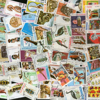 Mozambique 100 Diff Used Stamps on Stamps Butterfly Bird Ship Animal Paintings Sports Fish