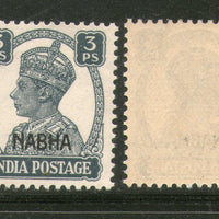 India Nabha State 3ps KG VI Postage Stamp SG 105 / Sc 100 MNH - Phil India Stamps