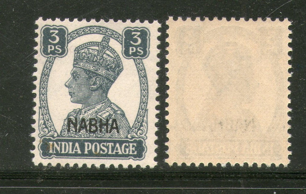 India Nabha State 3ps KG VI Postage Stamp SG 105 / Sc 100 MNH - Phil India Stamps