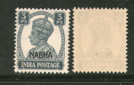 India Nabha State 3ps KG VI Postage Stamp SG 105 / Sc 100 MNH - Phil India Stamps
